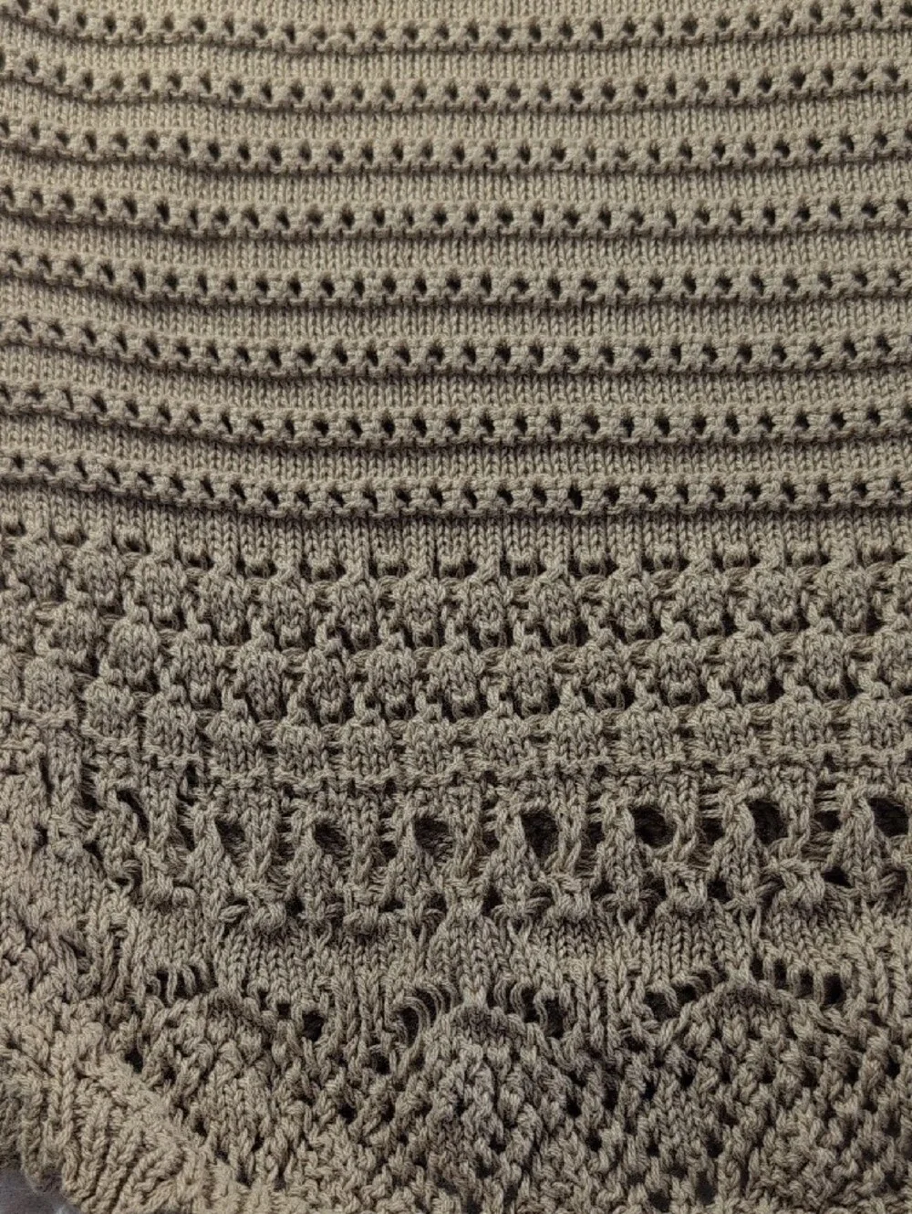 J. Crew 100% Cotton Open-Knit Taupe Poncho